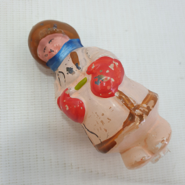 Ёлочная игрушка "Мальчик в варежках", без крепления, скол трубочки, СССР